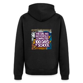 Tenue drôle professeur & élève 100 jours d’école - Veste à capuche bio Premium Unisexe - noir - Dos - Nico (187cm)
