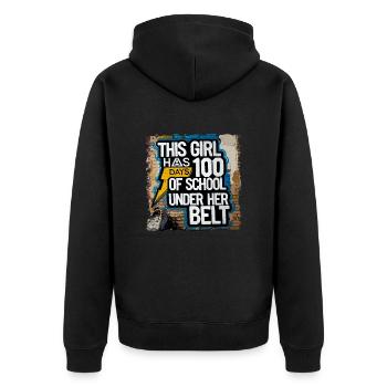Tenue drôle professeur & élève 100 jours d’école - Veste à capuche bio Premium Unisexe - noir - Dos - Nico (187cm)