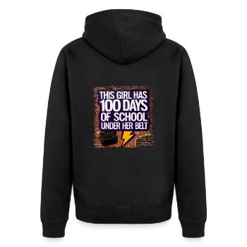 Tenue drôle professeur & élève 100 jours d’école - Veste à capuche bio Premium Unisexe - noir - Dos - Nico (187cm)