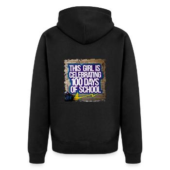 Tenue drôle professeur & élève 100 jours d’école - Veste à capuche bio Premium Unisexe - noir - Dos - Nico (187cm)