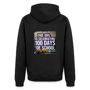 Tenue drôle professeur & élève 100 jours d’école - Veste à capuche bio Premium Unisexe - noir - Dos - Nico (187cm)