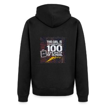 Tenue drôle professeur & élève 100 jours d’école - Veste à capuche bio Premium Unisexe - noir - Dos - Nico (187cm)