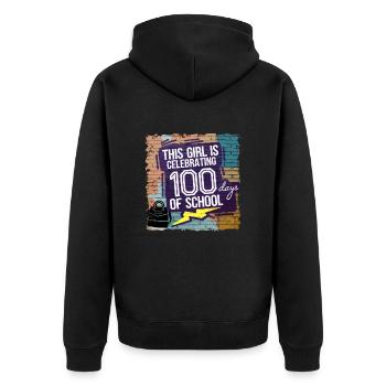 Tenue drôle professeur & élève 100 jours d’école - Veste à capuche bio Premium Unisexe - noir - Dos - Nico (187cm)