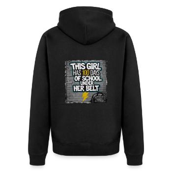 Tenue drôle professeur & élève 100 jours d’école - Veste à capuche bio Premium Unisexe - noir - Dos - Nico (187cm)