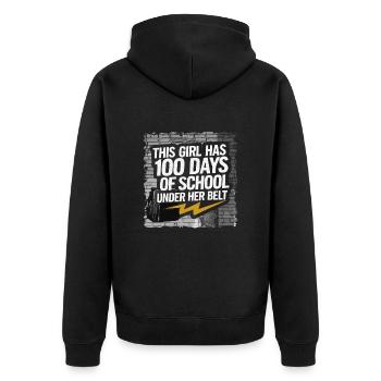 Tenue drôle professeur & élève 100 jours d’école - Veste à capuche bio Premium Unisexe - noir - Dos - Nico (187cm)