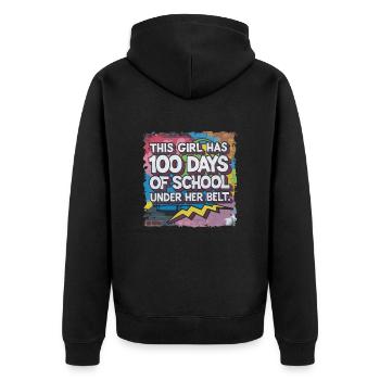 Tenue drôle professeur & élève 100 jours d’école - Veste à capuche bio Premium Unisexe - noir - Dos - Nico (187cm)