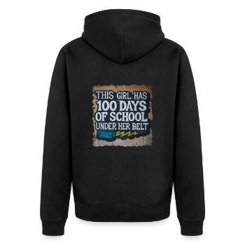 Tenue drôle professeur & élève 100 jours d’école - Veste à capuche bio Premium Unisexe - noir - Dos - Nico (187cm)