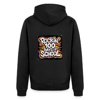 Tenue drôle professeur & élève 100 jours d’école - Veste à capuche bio Premium Unisexe - noir - Dos - Nico (187cm)