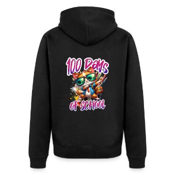 Tenue drôle professeur & élève 100 jours d’école - Veste à capuche bio Premium Unisexe - noir - Dos - Nico (187cm)
