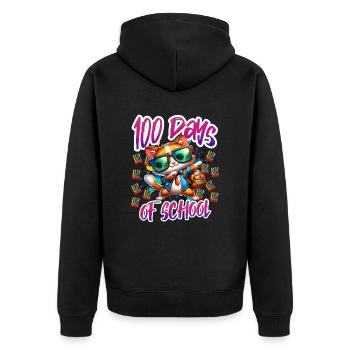 Tenue drôle professeur & élève 100 jours d’école - Veste à capuche bio Premium Unisexe - noir - Dos - Nico (187cm)