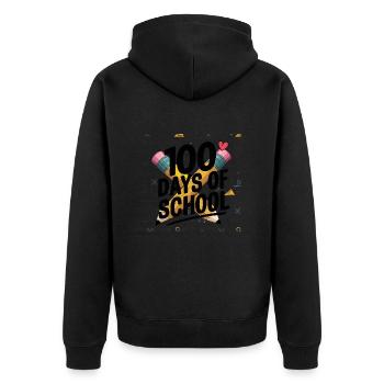 100 jours à l’école Enseignant enfants et garçons - Veste à capuche bio Premium Unisexe - noir - Dos - Nico (187cm)