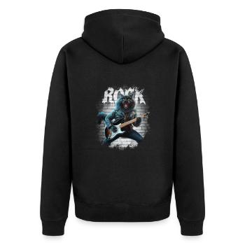 Rock and Roll Cat Guitariste pour hommes-femmes et enfants - Veste à capuche bio Premium Unisexe - noir - Dos - Nico (187cm)