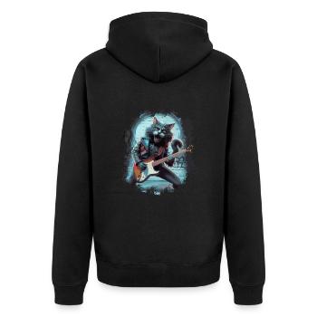 Rock and Roll Cat Guitariste pour hommes-femmes et enfants - Veste à capuche bio Premium Unisexe - noir - Dos - Nico (187cm)