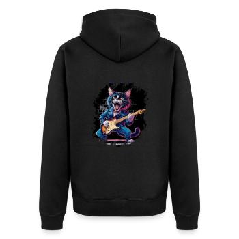 Rock and Roll Cat Guitariste pour hommes-femmes et enfants - Veste à capuche bio Premium Unisexe - noir - Dos - Nico (187cm)
