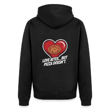 Pizza à la Saint-Valentin mieux que l’amour drôle - Veste à capuche bio Premium Unisexe - noir - Dos - Nico (187cm)