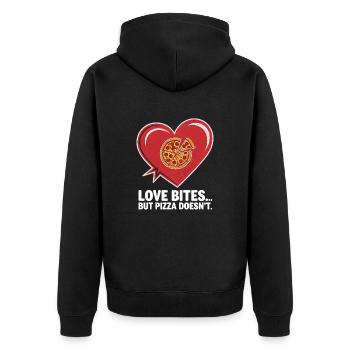 Pizza à la Saint-Valentin mieux que l’amour drôle - Veste à capuche bio Premium Unisexe - noir - Dos - Nico (187cm)