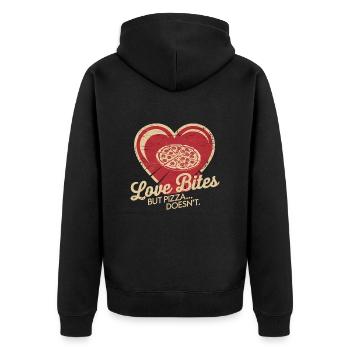 Pizza à la Saint-Valentin mieux que l’amour drôle - Veste à capuche bio Premium Unisexe - noir - Dos - Nico (187cm)