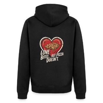 Pizza à la Saint-Valentin mieux que l’amour drôle - Veste à capuche bio Premium Unisexe - noir - Dos - Nico (187cm)