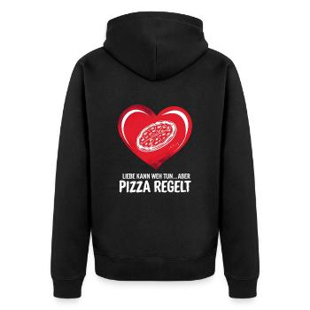Love Hurts Breakup Valentine's Day Pizza Regulates - Unisex Premium Organic Zip Hoodie - black - Back - Nico (187cm)