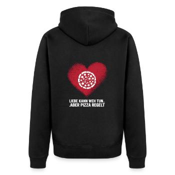 Love Hurts Breakup Valentine's Day Pizza Regulates - Unisex Premium Organic Zip Hoodie - black - Back - Nico (187cm)