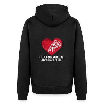 Love Hurts Breakup Valentine's Day Pizza Regulates - Unisex Premium Organic Zip Hoodie - black - Back - Nico (187cm)