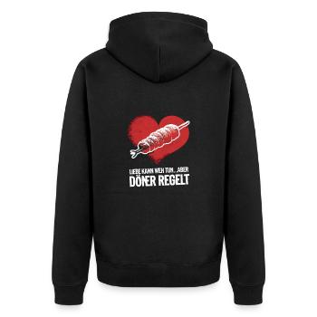 Love Hurts Breakup Valentine's Day Pizza Regulates - Unisex Premium Organic Zip Hoodie - black - Back - Nico (187cm)