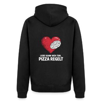Love Hurts Breakup Valentine's Day Pizza Regulates - Unisex Premium Organic Zip Hoodie - black - Back - Nico (187cm)