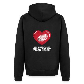 Love Hurts Breakup Valentine's Day Pizza Regulates - Unisex Premium Organic Zip Hoodie - black - Back - Nico (187cm)