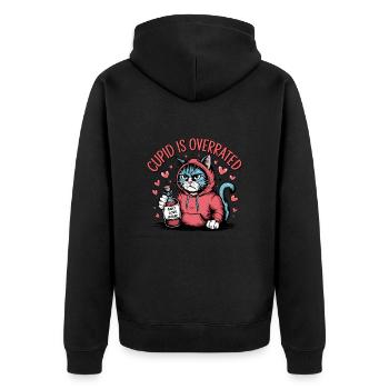 Célibataire Saint-Valentin Amour Cupidon Drôle Dicton - Veste à capuche bio Premium Unisexe - noir - Dos - Nico (187cm)
