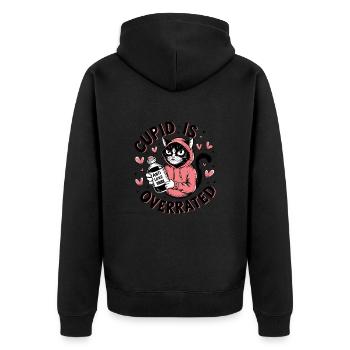 Single Valentine's Day Love Cupid Funny Saying - Unisex Premium Organic Zip Hoodie - black - Back - Nico (187cm)