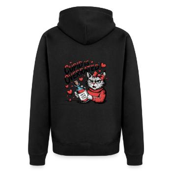 Single Valentine's Day Love Cupid Funny Saying - Unisex Premium Organic Zip Hoodie - black - Back - Nico (187cm)