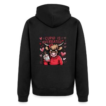 Single Valentine's Day Love Cupid Funny Saying - Unisex Premium Organic Zip Hoodie - black - Back - Nico (187cm)