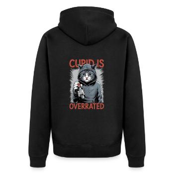 Célibataire Saint-Valentin Amour Cupidon Drôle Dicton - Veste à capuche bio Premium Unisexe - noir - Dos - Nico (187cm)