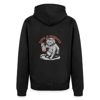 Célibataire Saint-Valentin Amour Cupidon Drôle Dicton - Veste à capuche bio Premium Unisexe - noir - Dos - Nico (187cm)