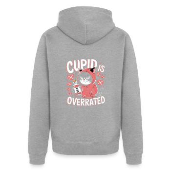 Single Valentine's Day Love Cupid Funny Saying - Unisex Premium Organic Zip Hoodie - heather grey - Back - Nico (187cm)