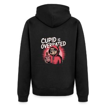 Célibataire Saint-Valentin Amour Cupidon Drôle Dicton - Veste à capuche bio Premium Unisexe - noir - Dos - Nico (187cm)