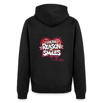 Partner zum Valentinstag fürn Schatz Liebe - Unisex Premium Bio Zip Hoodie - Schwarz - Hinten - Nico (187cm)