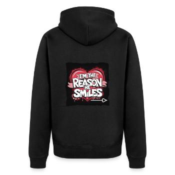 Partner zum Valentinstag fürn Schatz Liebe - Unisex Premium Bio Zip Hoodie - Schwarz - Hinten - Nico (187cm)