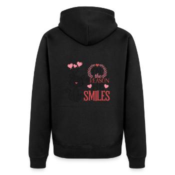 Partner zum Valentinstag fürn Schatz Liebe - Unisex Premium Bio Zip Hoodie - Schwarz - Hinten - Nico (187cm)