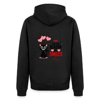 Partner zum Valentinstag fürn Schatz Liebe - Unisex Premium Bio Zip Hoodie - Schwarz - Hinten - Nico (187cm)