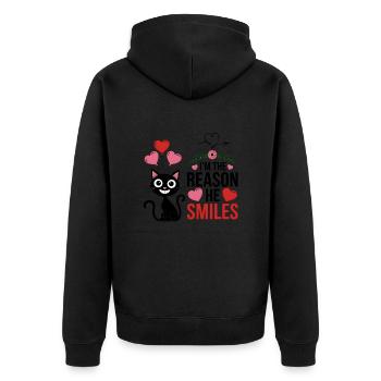 Partner zum Valentinstag fürn Schatz Liebe - Unisex Premium Bio Zip Hoodie - Schwarz - Hinten - Nico (187cm)