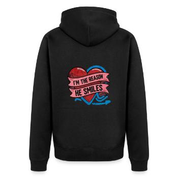 Partner zum Valentinstag fürn Schatz Liebe - Unisex Premium Bio Zip Hoodie - Schwarz - Hinten - Nico (187cm)