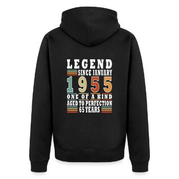 Original Januar 1955 Jahrgang Geburtstag - Unisex Premium Bio Zip Hoodie - Schwarz - Hinten - Nico (187cm)