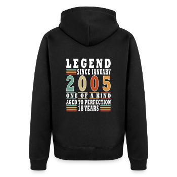 January 2005 - January 2005 Anniversary Gift - Unisex Premium Organic Zip Hoodie - black - Back - Nico (187cm)