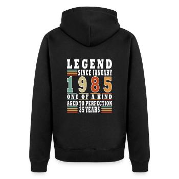Birthday January 1985 | January 1985 Gift - Unisex Premium Organic Zip Hoodie - black - Back - Nico (187cm)