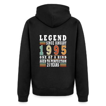 Januar 1995 - Geburtstag Januar 1995 I Januar 1995 - Unisex Premium Bio Zip Hoodie - Schwarz - Hinten - Nico (187cm)