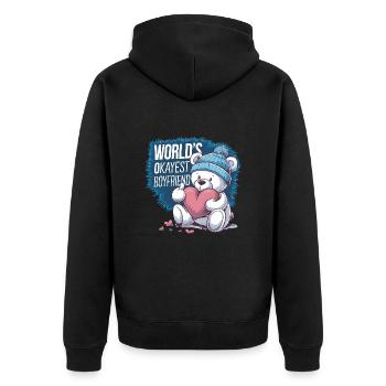 Partner Schatz Valentinstag Liebe lustiger Spruch - Unisex Premium Bio Zip Hoodie - Schwarz - Hinten - Nico (187cm)