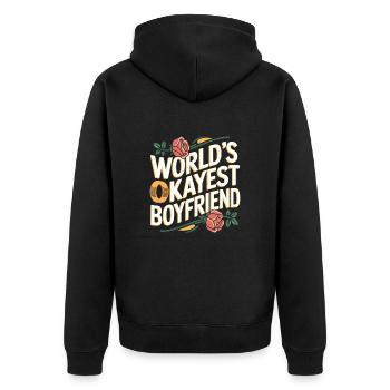 Partner Schatz Valentinstag Liebe lustiger Spruch - Unisex Premium Bio Zip Hoodie - Schwarz - Hinten - Nico (187cm)