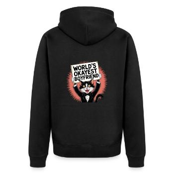 Partner Schatz Valentinstag Liebe lustiger Spruch - Unisex Premium Bio Zip Hoodie - Schwarz - Hinten - Nico (187cm)