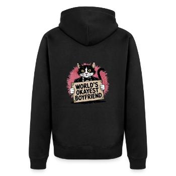 Partner Schatz Valentinstag Liebe lustiger Spruch - Unisex Premium Bio Zip Hoodie - Schwarz - Hinten - Nico (187cm)